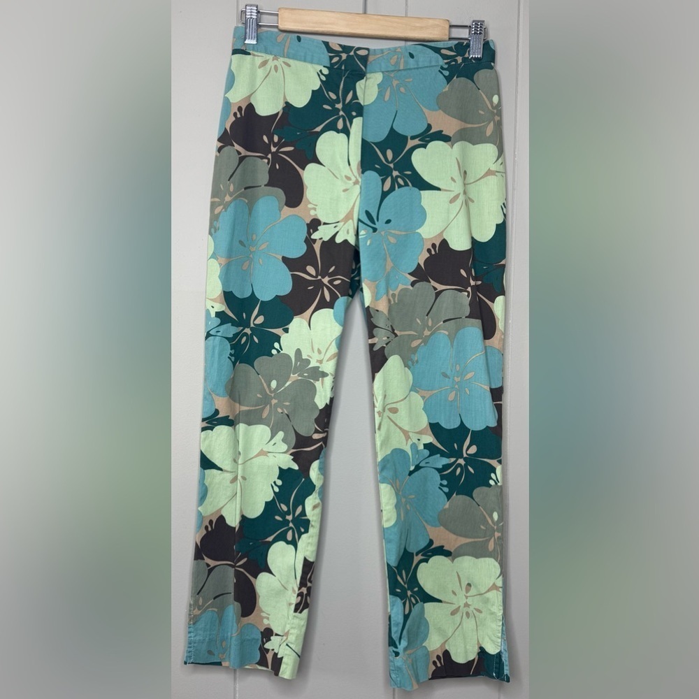 ESS Floral Cotton Flat Front Crop Pants Womens Size 2